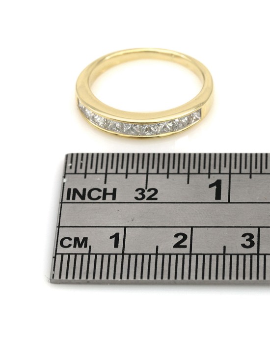 Channel Set Diamond Tapered Band in Yellow Gold